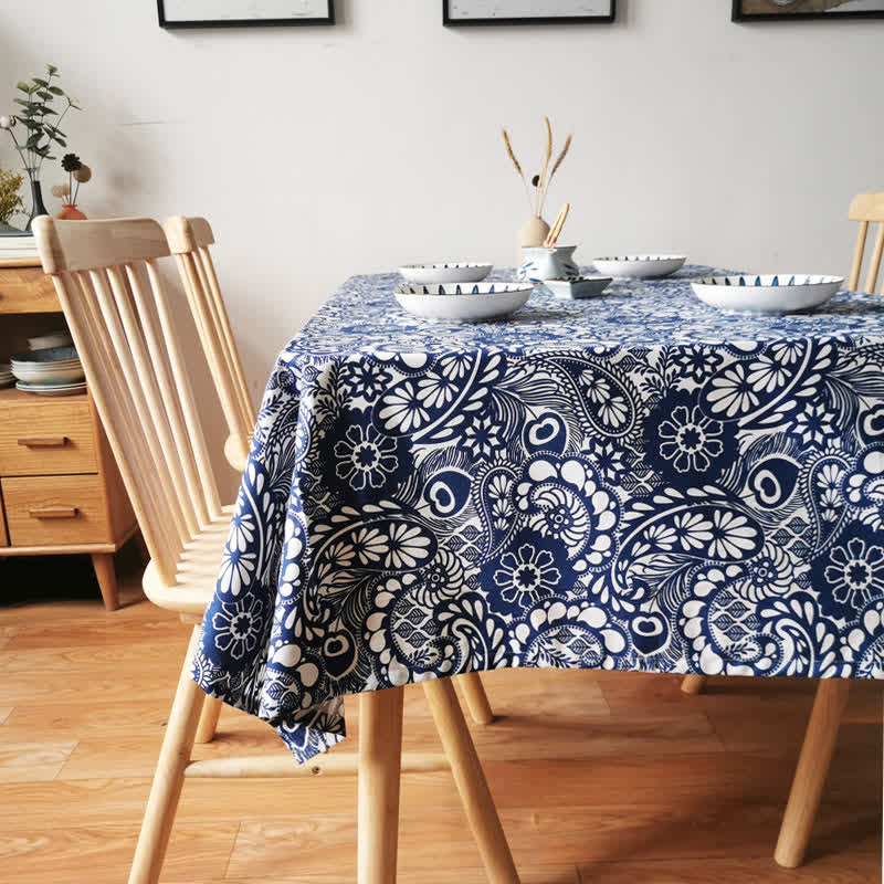 Vintage Boho Floral Pattern Tablecloth