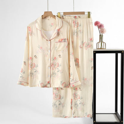 Floral Butterfly Soft Satin Loungewear
