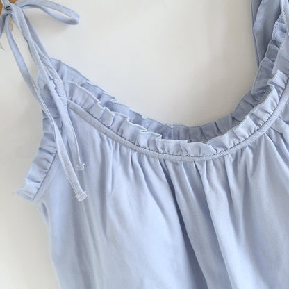 Ruffle Trim Cotton Padded Camisole Pajamas