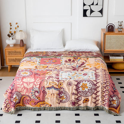 Paisley Floral Cotton Gauze Reversible Quilt