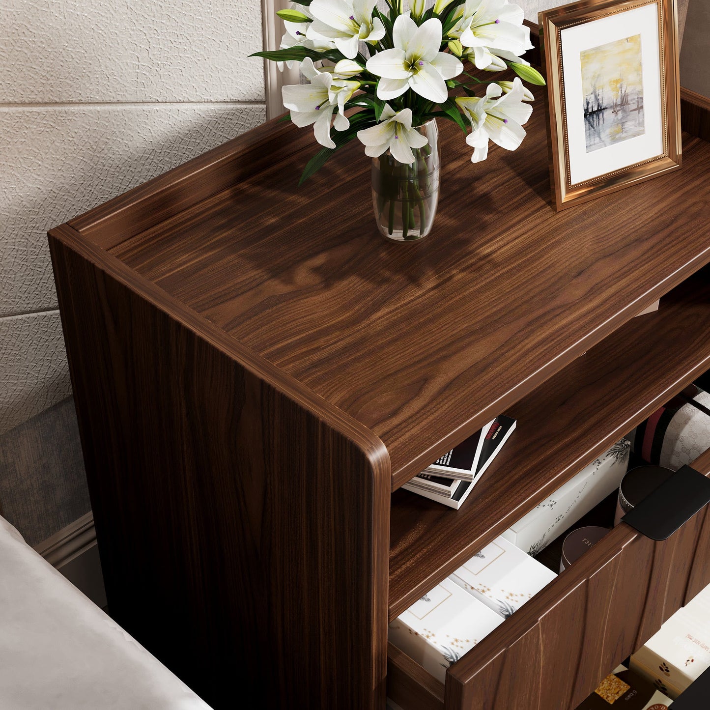Two-tier Textured Drawer Nightstand