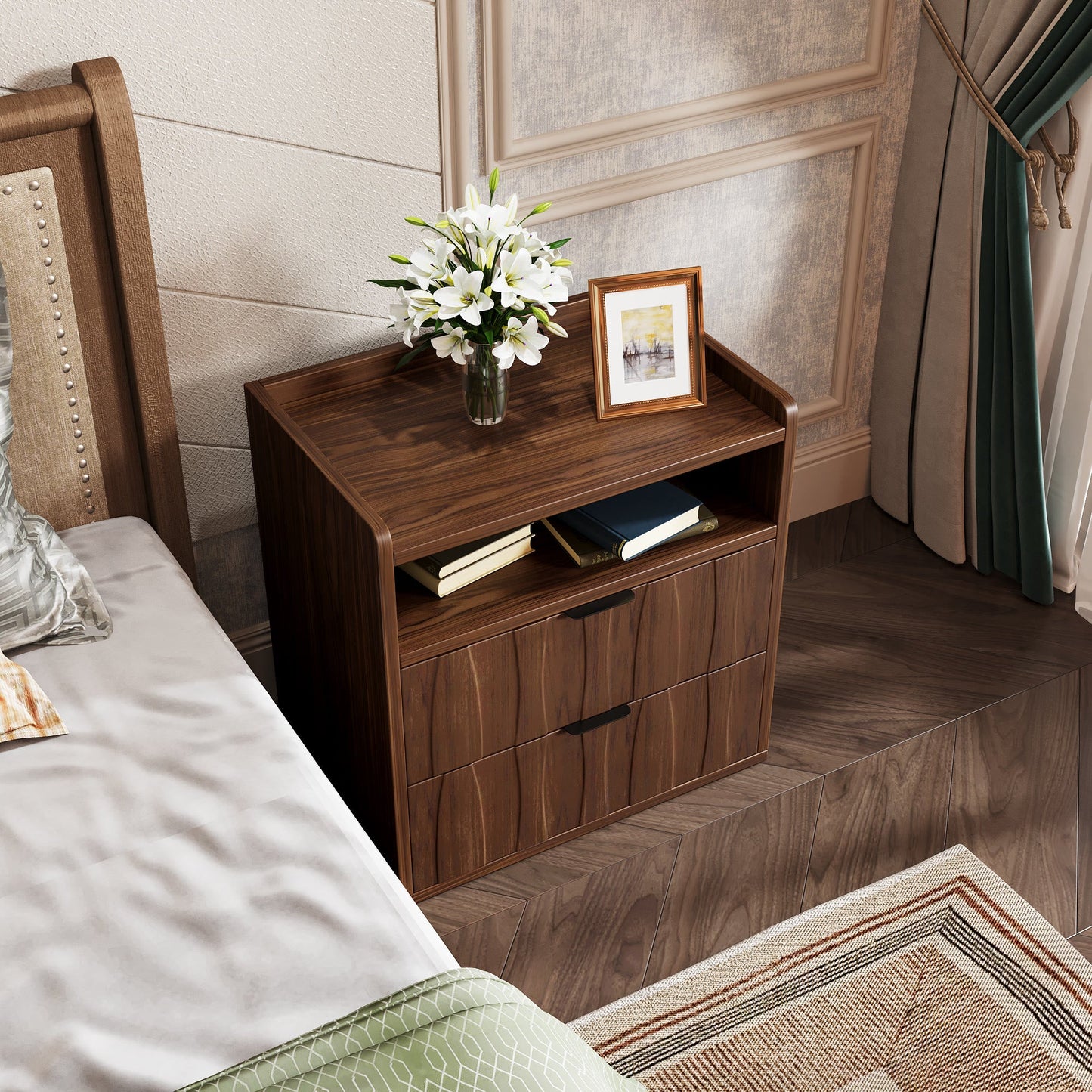 Two-tier Textured Drawer Nightstand