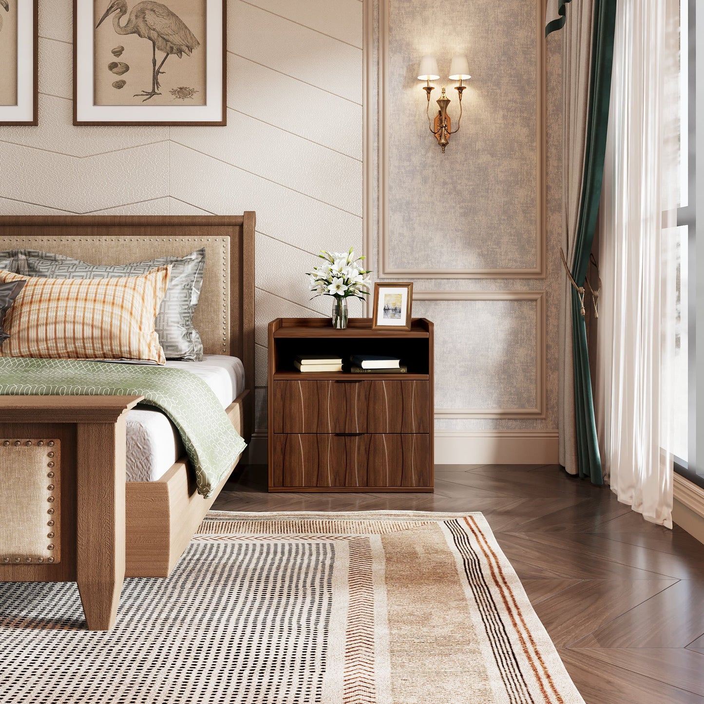 Two-tier Textured Drawer Nightstand