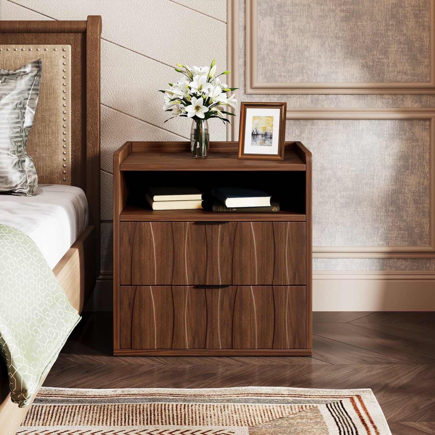 Two-tier Textured Drawer Nightstand