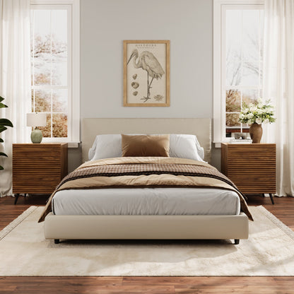 Striped Pattern Wood Nightstand Two-piece Set