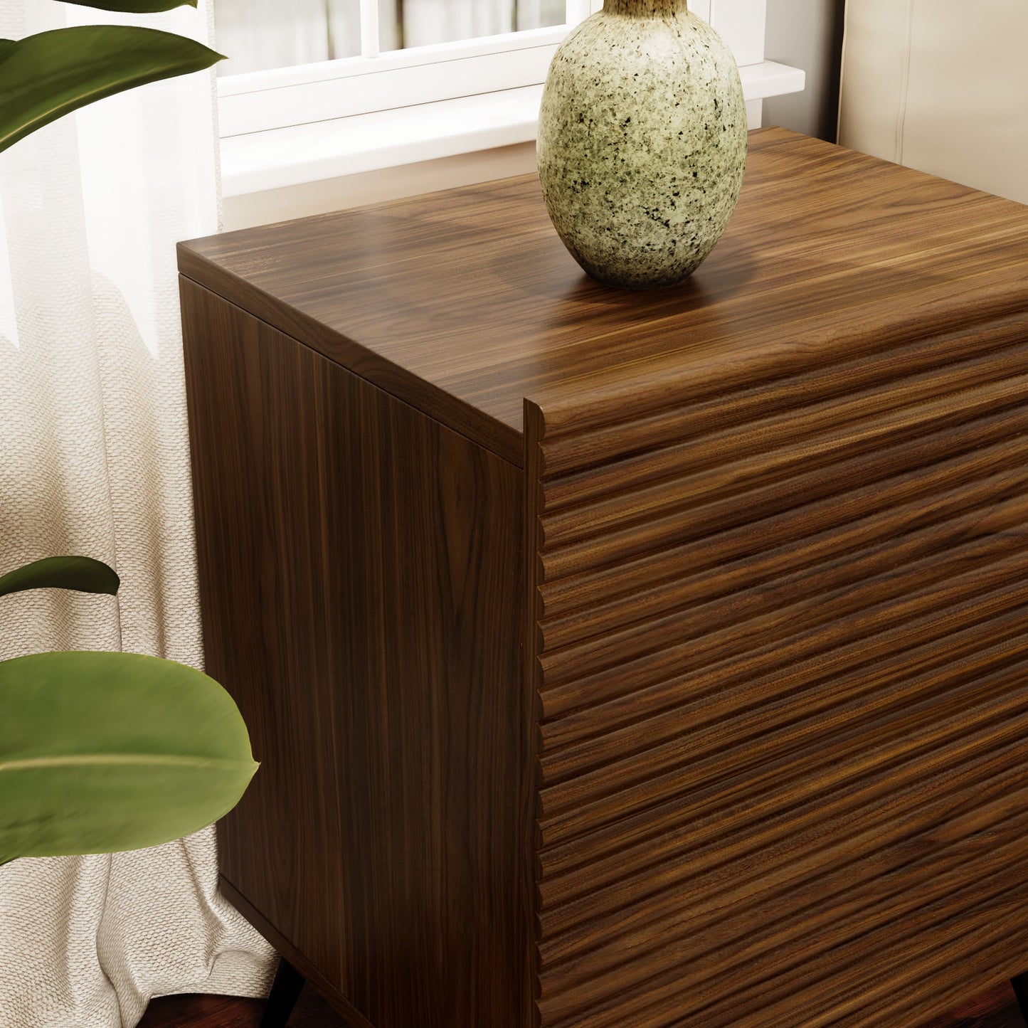 Striped Pattern Wood Nightstand Two-piece Set