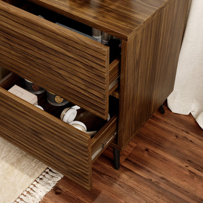 Striped Pattern Wood Nightstand Two-piece Set