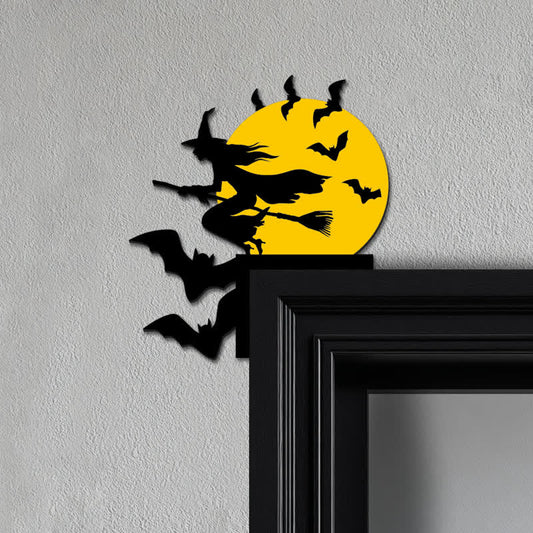 Witch & Bats Halloween Door Corner Decoration Acrylic Bats Decor Door Corner Decoration Gardening Gift Halloween Home Decor Ornament Witch