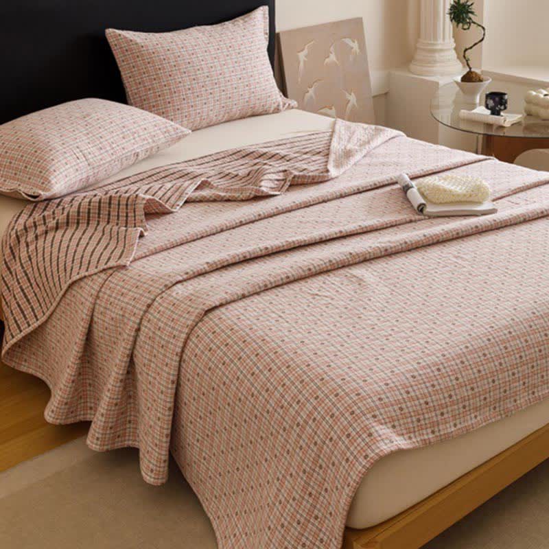 Triple Layer Plaid Cotton Muslin Quilt