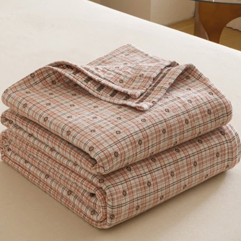 Triple Layer Plaid Cotton Muslin Quilt