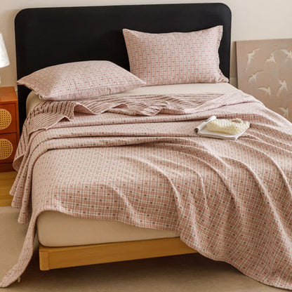 Triple Layer Plaid Cotton Muslin Quilt