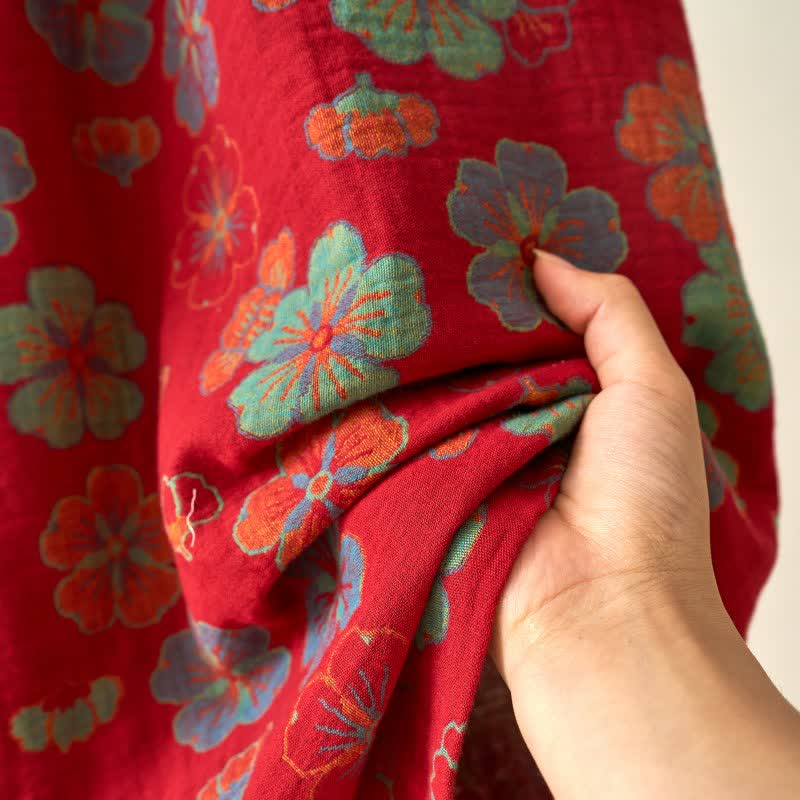 Plum Blossom Cotton Gauze Kimono Robe