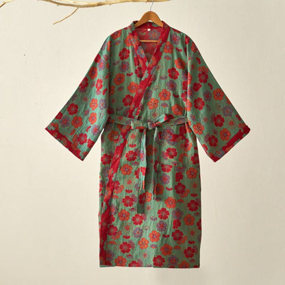 Plum Blossom Cotton Gauze Kimono Robe