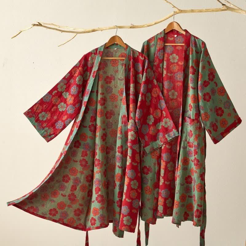 Plum Blossom Cotton Gauze Kimono Robe