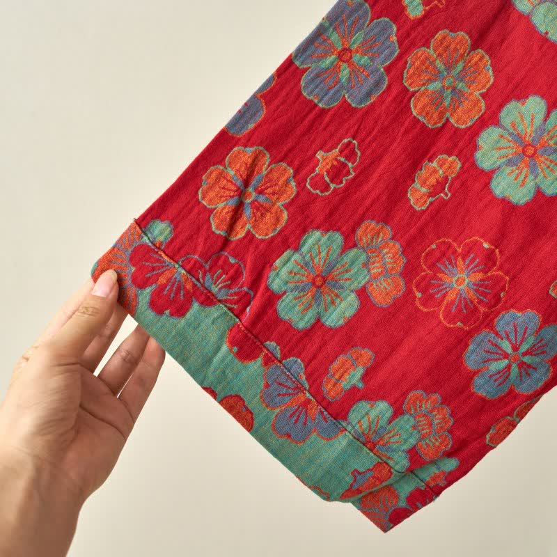 Plum Blossom Cotton Gauze Kimono Robe