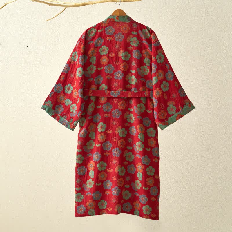 Plum Blossom Cotton Gauze Kimono Robe