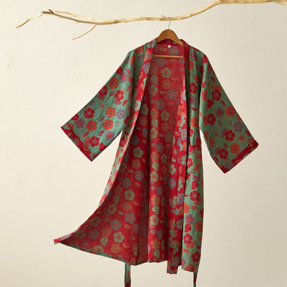 Plum Blossom Cotton Gauze Kimono Robe