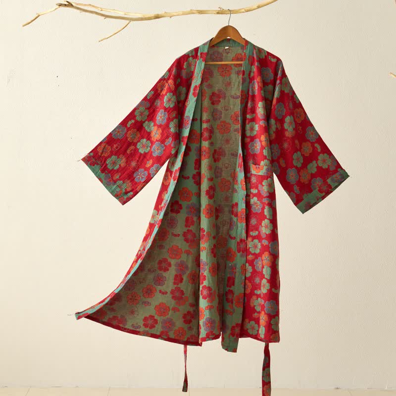 Plum Blossom Cotton Gauze Kimono Robe