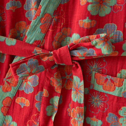 Plum Blossom Cotton Gauze Kimono Robe