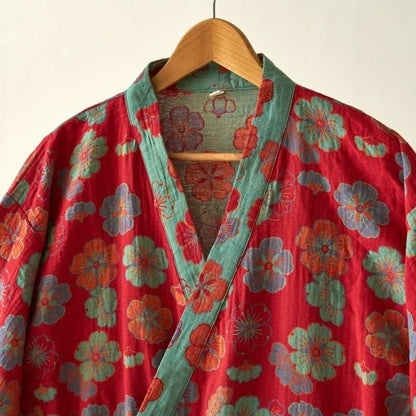 Plum Blossom Cotton Gauze Kimono Robe