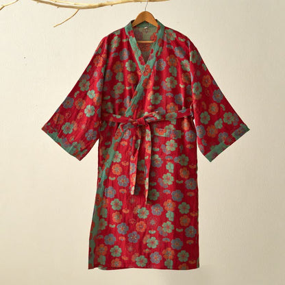 Plum Blossom Cotton Gauze Kimono Robe
