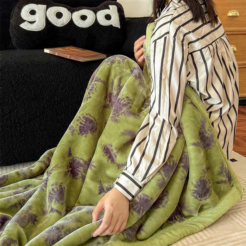 Tropical Leaf Flannel Throw Blanket