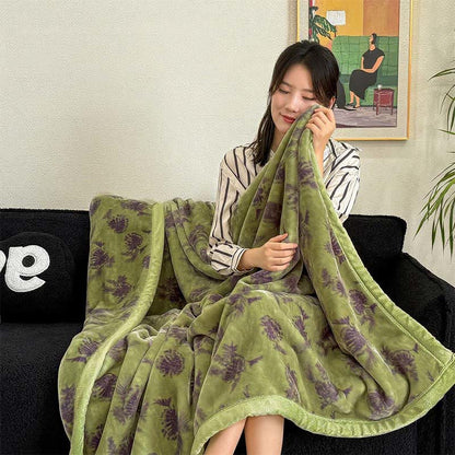 Tropical Leaf Flannel Throw Blanket