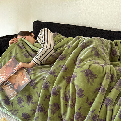 Tropical Leaf Flannel Throw Blanket