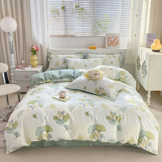 Ginkgo Leaf Cotton Duvet Cover Bedding Set
