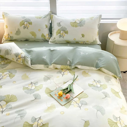 Ginkgo Leaf Cotton Duvet Cover Bedding Set