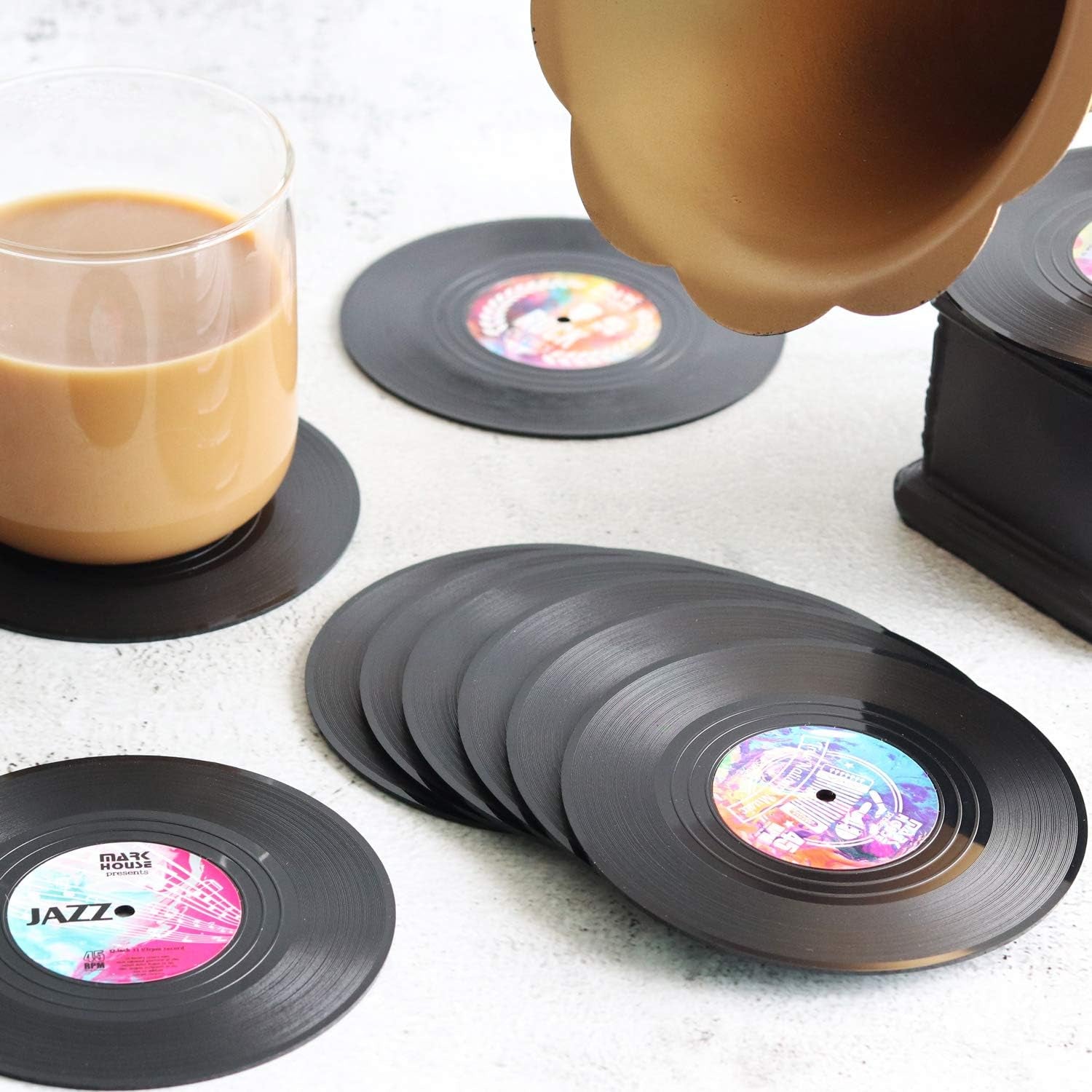 Funny Coasters for Drinks | Set of 12 Conversation Piece Sayings Vinyl Record Disk Music Drink Coaster | Housewarming Hostess Gifts, House Warming Present Decor Decorations Wedding Registry Gift Ideas Bar Tools Bar Tools & Drinkware Coasters Dining & Entertaining Home & Kitchen Kitchen & Dining