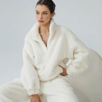 Solid Color Plush Loungewear Set