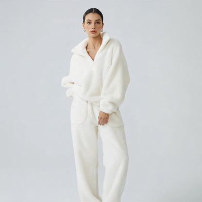 Solid Color Plush Loungewear Set
