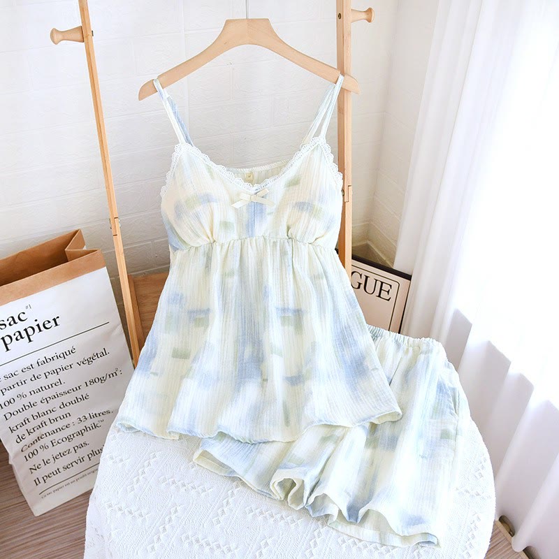 Summer Cotton Crinkle Cami Pajama Set