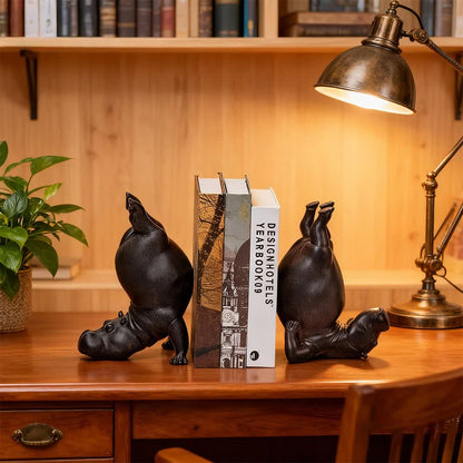 Resin Hippo Bookend Decorative Book Holder