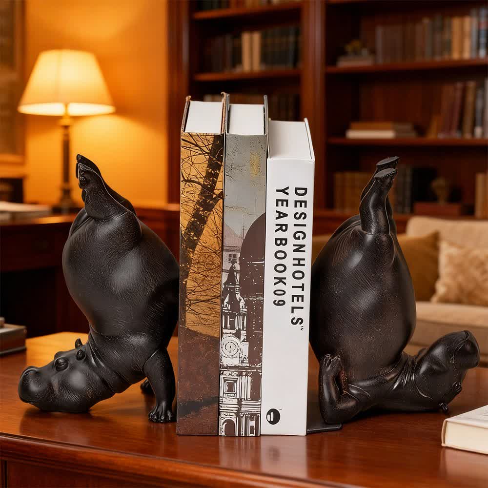 Resin Hippo Bookend Decorative Book Holder