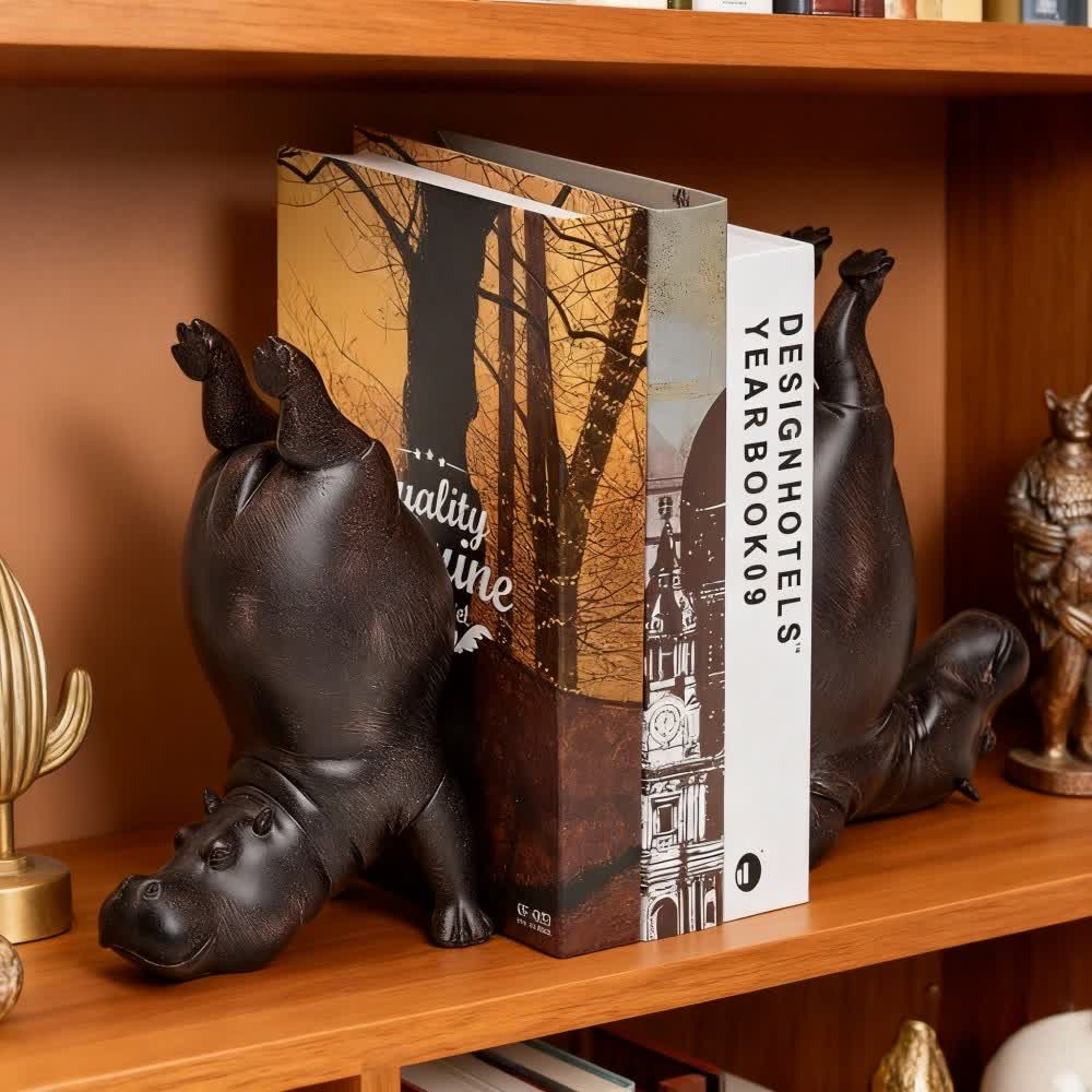 Resin Hippo Bookend Decorative Book Holder