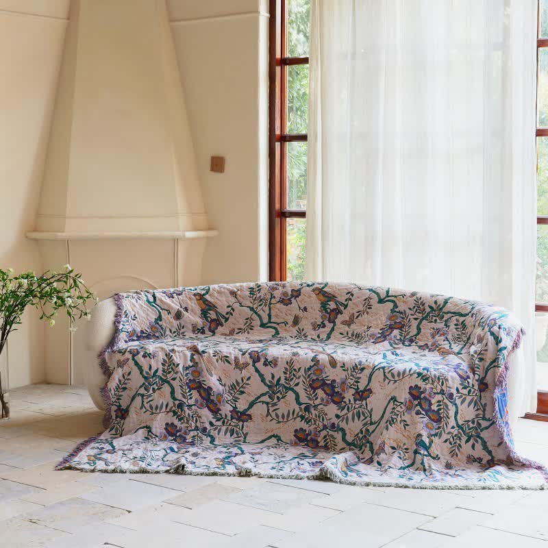 Bird on Branch Cotton Gauze Quilt