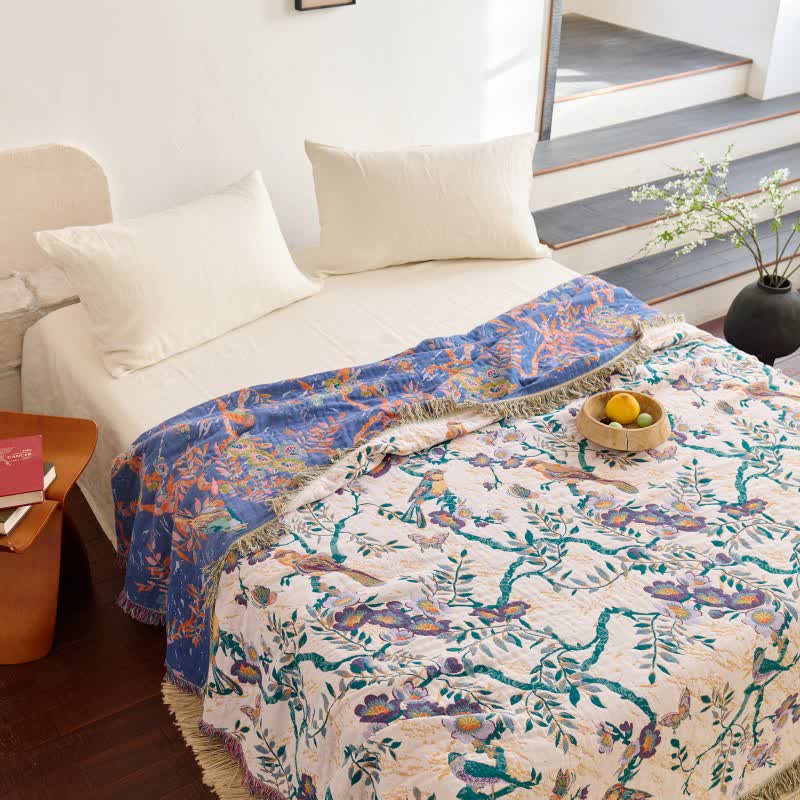 Bird on Branch Cotton Gauze Quilt