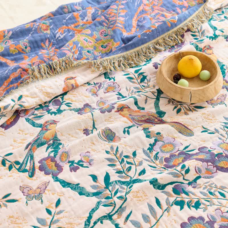 Bird on Branch Cotton Gauze Quilt