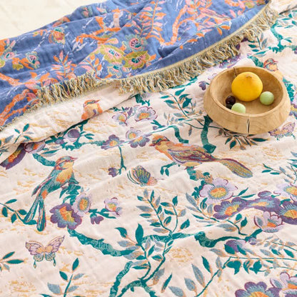 Bird on Branch Cotton Gauze Quilt