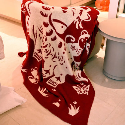 Ownkoti Festive Horse Pattern Double-Sided Blanket