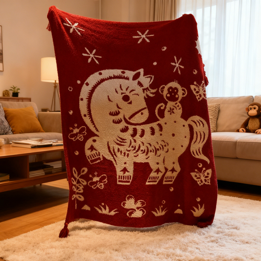 Ownkoti Festive Horse Pattern Double-Sided Blanket