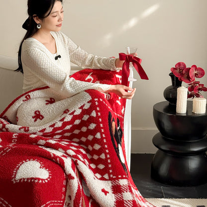 Ownkoti Festive Red & White Patchwork Throw Blanket