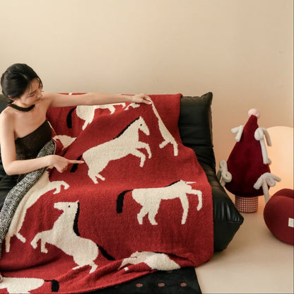 Ownkoti Artistic Equestrian Silhouette Throw Blanket