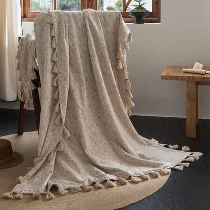 Ownkoti Country Vine Jacquard Cotton Linen Blanket