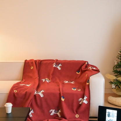 Couverture réversible Ownkoti en fausse laine à motif cheval de Troie 