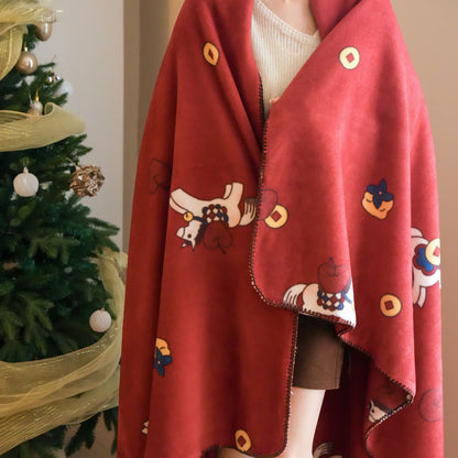 Couverture réversible Ownkoti en fausse laine à motif cheval de Troie 