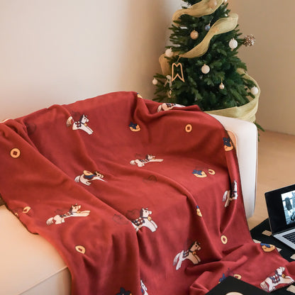 Couverture réversible Ownkoti en fausse laine à motif cheval de Troie 