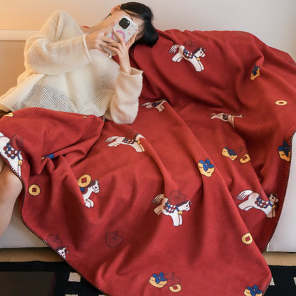 Couverture réversible Ownkoti en fausse laine à motif cheval de Troie 